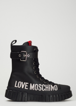 Кожаные ботинки Love Moschino с крупным лого, фото
